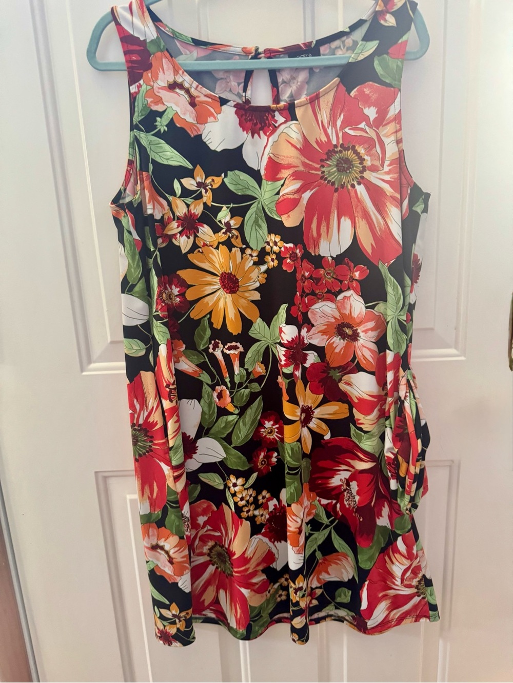 Floral Sleeveless A-Line Dress in Multi-Color